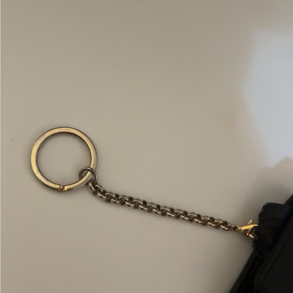 Salvatore Ferragamo Gancini Black Gold Key Card Holder with Chain: Black&Gold - Picture 3 of 15